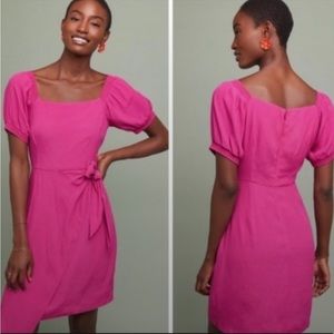 Anthropologie Maeve Pink Resort Faux Wrap Dress
